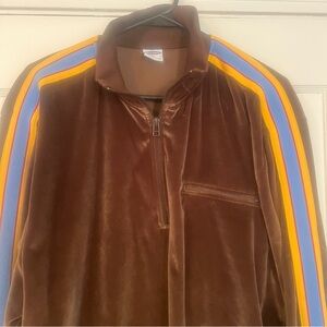 Old Navy Brown Velour 1/4 Zip Track Jacket Size XL. Men's Y2K Vintage